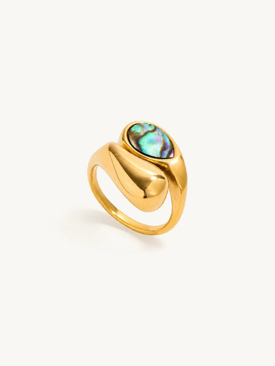 Perle Shell Drop Ring - White