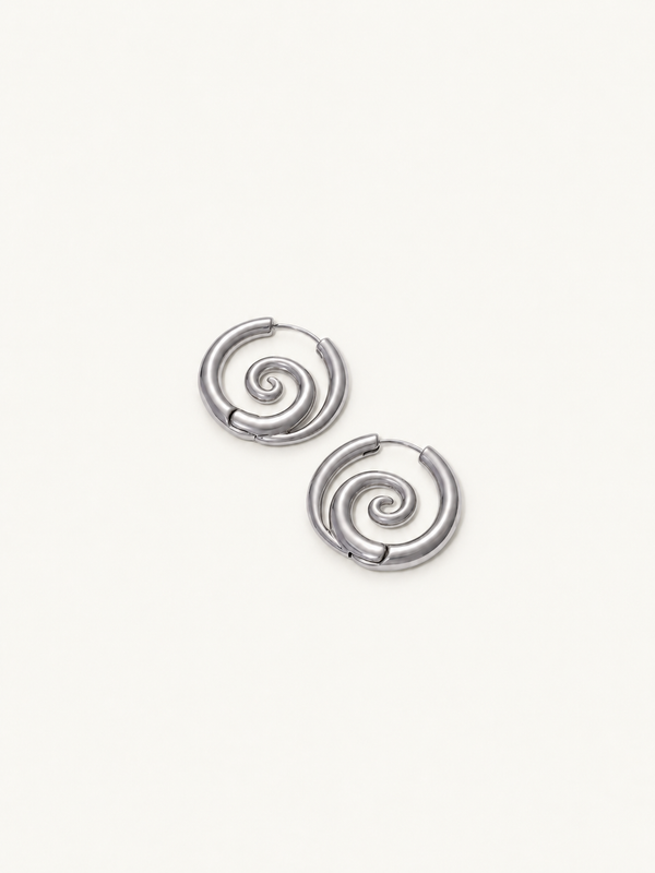 Albane Spiral Hoop Earrings — Silver