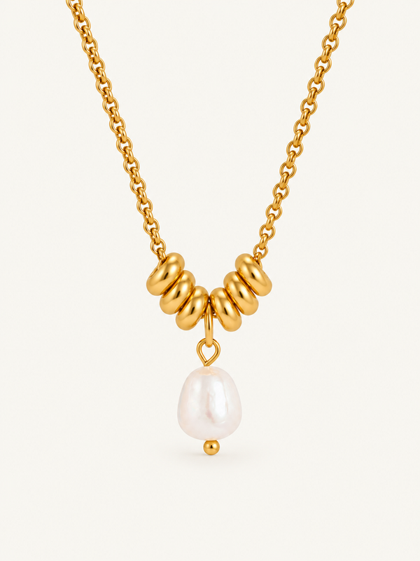 Anaelle Pearl Drop Necklace – Gold