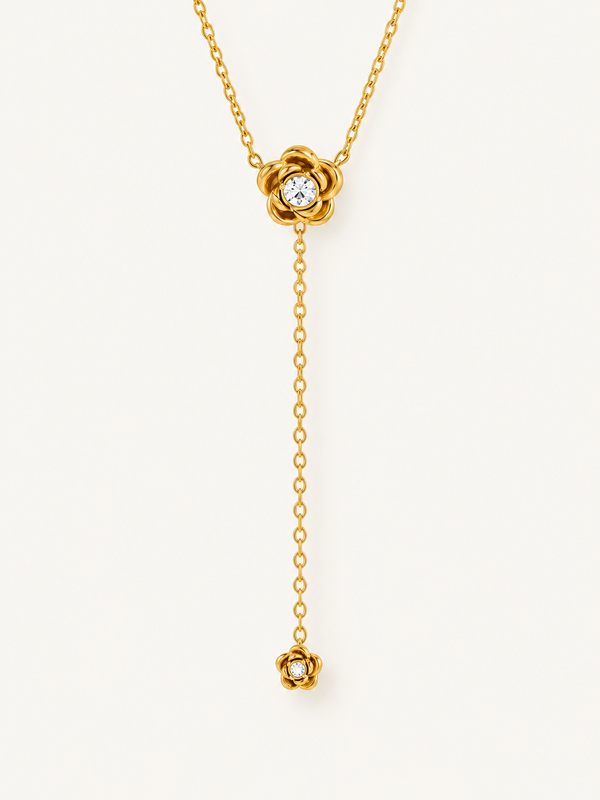 Angele Crystal Lariat Necklace – Rose