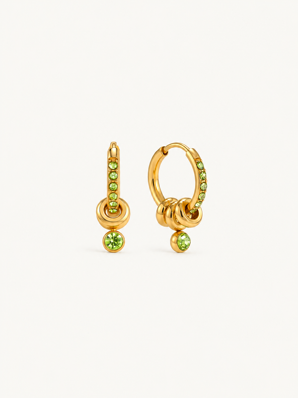 Aurelia Pave Huggie Hoop Earrings – Green