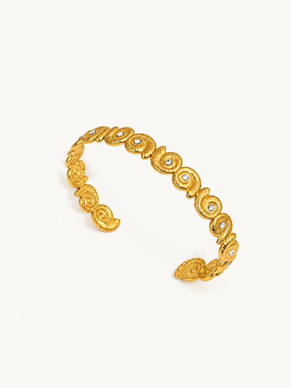 Calliope Spiral Shell Cuff Bangle — Ridged Shell