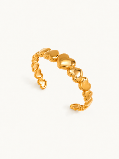 Celestine Heart Cuff Bangle – Gold