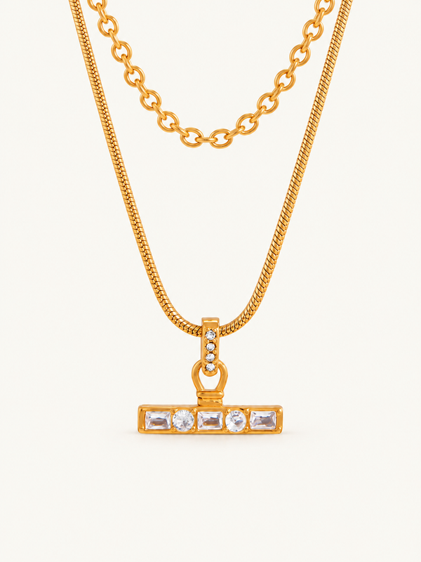 Fabienne Multilayer T-Bar Necklace - Gold clean variation image