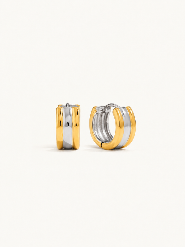 Hortense Two-Tone Huggie Hoop Earrings - Two-Tone clean variation image