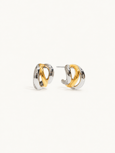 Huguette Two-Tone Crossover Hoop Earrings - Two-Tone clean variation image