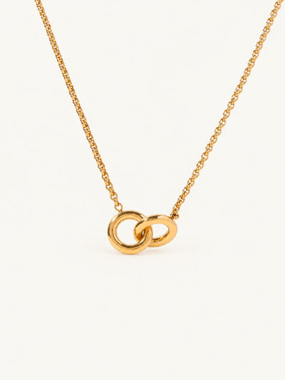 Fine chain with two small interlocking rings as the pendant