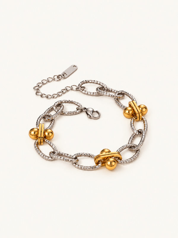 Jolene Two-Tone Chain Bracelet - Ball Charm Layered clean variation image