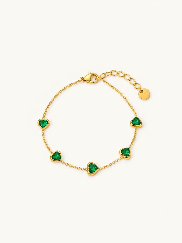 Laurence Green Heart Station Bracelet - Gold clean variation image