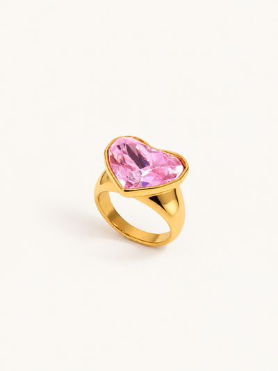 Amara Heart Crystal Ring – Pink, clean product image