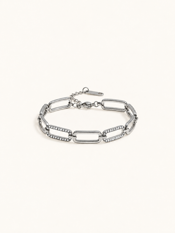 Estelle Chain Bracelet — Pavé Link Silver clean variant image