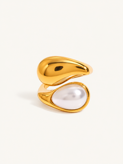 Goutte stone wrap ring — White — clean product image