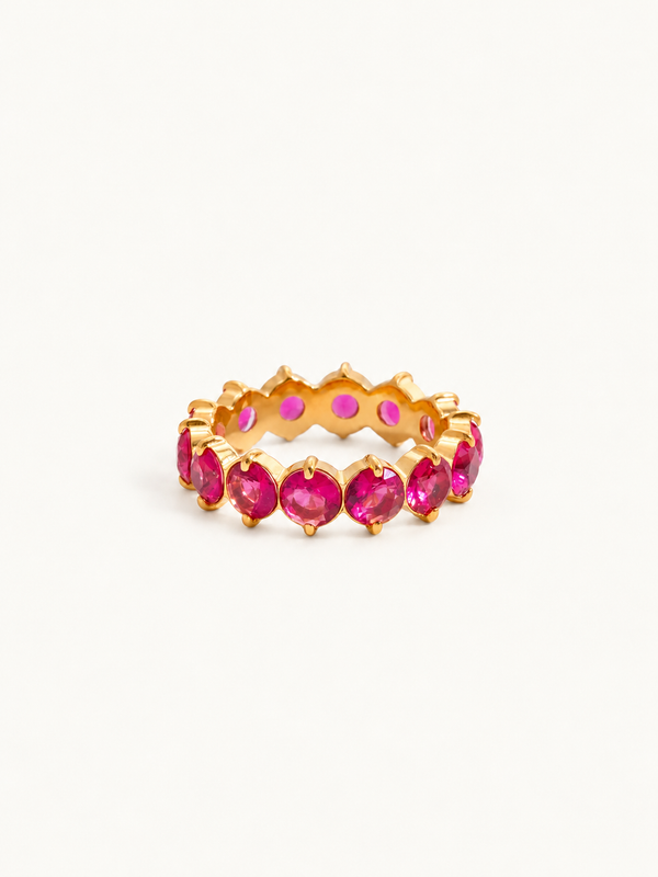 Iris multicolor zircon eternity ring — Fuchsia