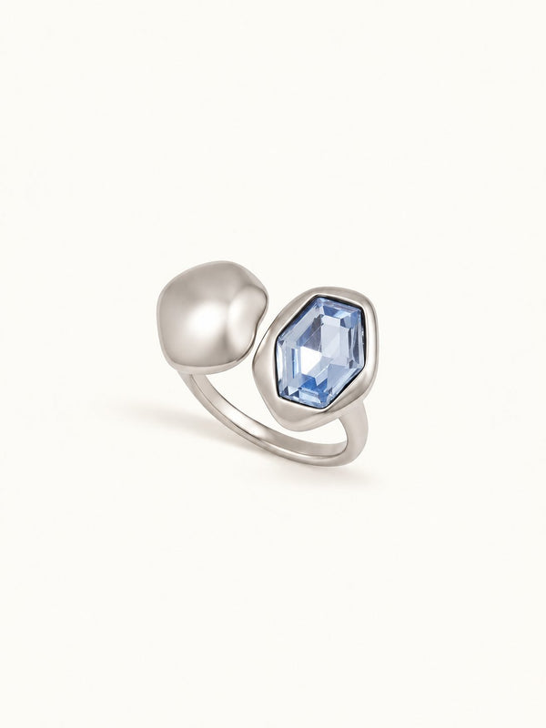 Roselle Faceted Stone Open Ring – Blue, product image with measurements