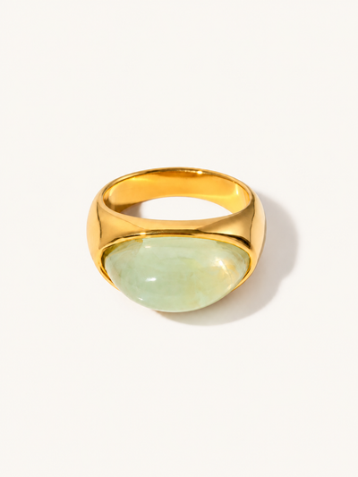 Margaux Domed Cabochon Ring — Gold / Green Stone