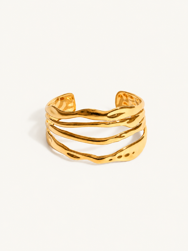 Mimosa Molten Wave Cuff Bangle — Gold