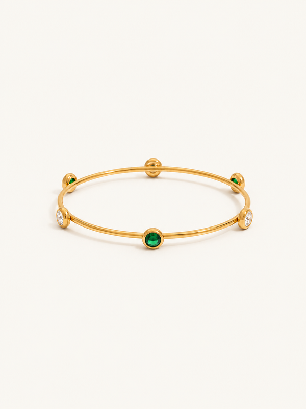 Ninon Stone Station Bangle — Green