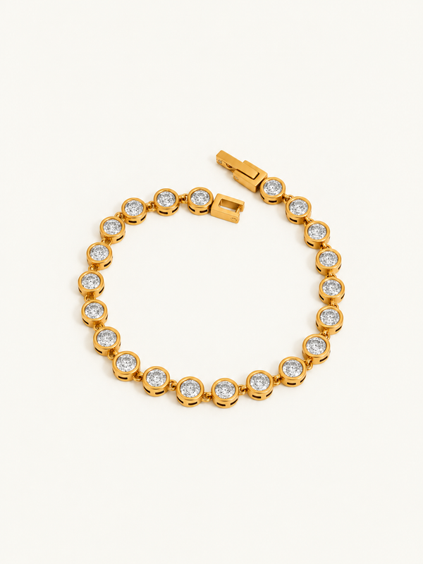 Odile Crystal Chain Bracelet — Bezel Crystal Line Gold
