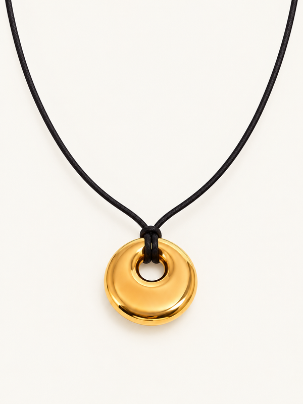Therese Spiral Disc Cord Necklace — Gold