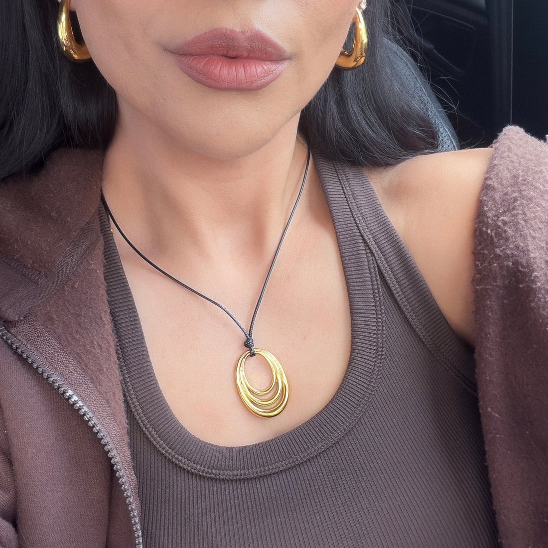 Renee Sculptural Pendant Cord Necklace