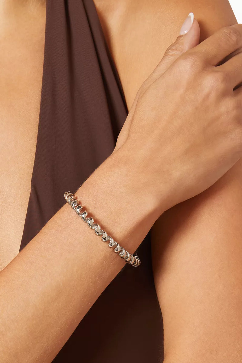 Cherie Twisted Cuff Bangle – Silver
