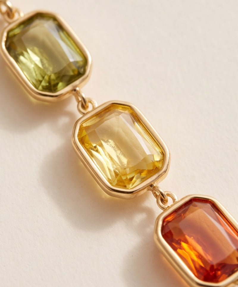 Fanette Linear Stone Drop Earrings – Warm Multi Rectangle