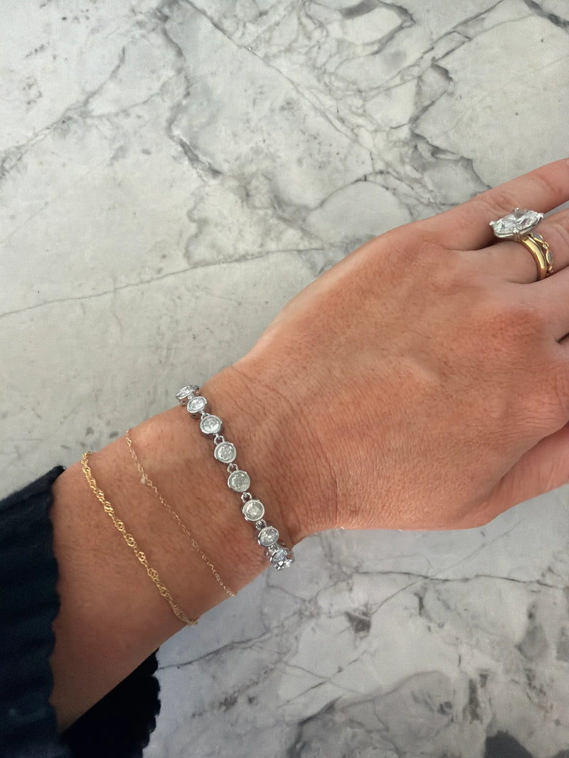 Odile Crystal Chain Bracelet – Bezel Crystal Line – Silver