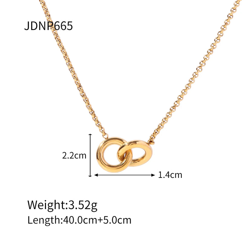 Jeanne Linked Circles Necklace – Gold