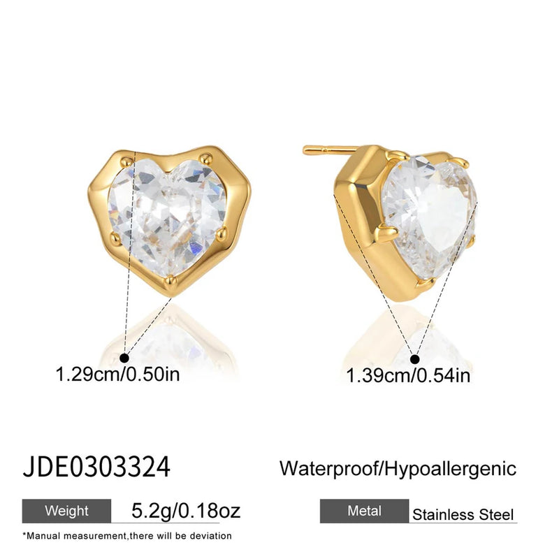Alix Heart Crystal Necklace & Stud Earrings – Earrings