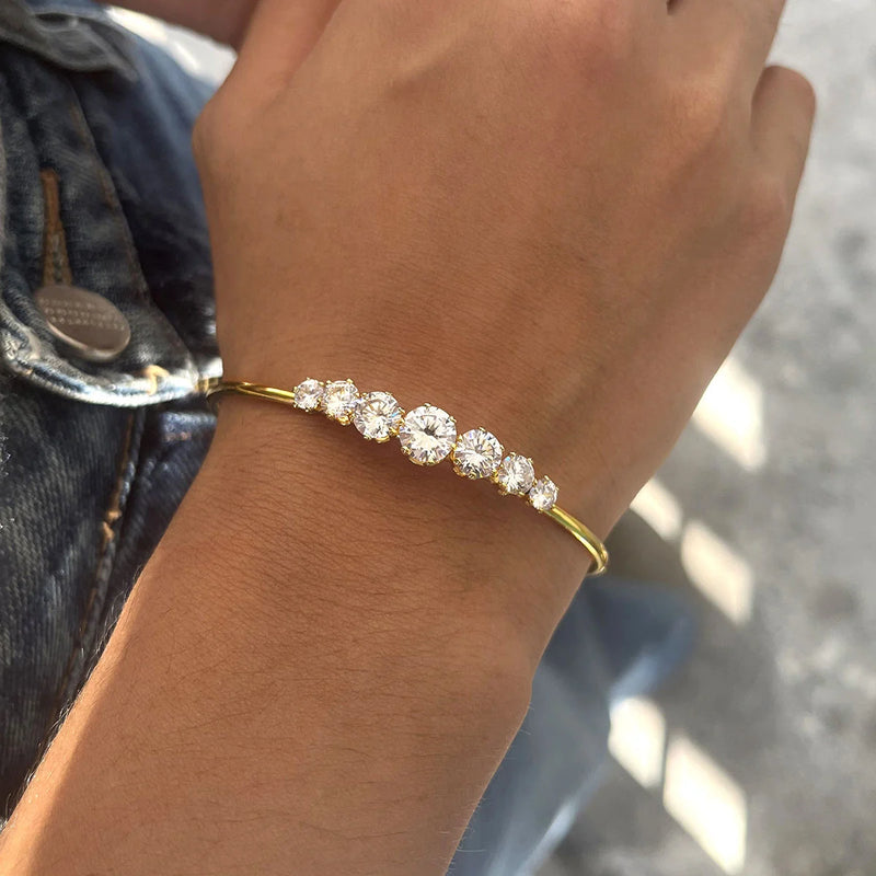 Etincelle Crystal Cuff Bangle – Round