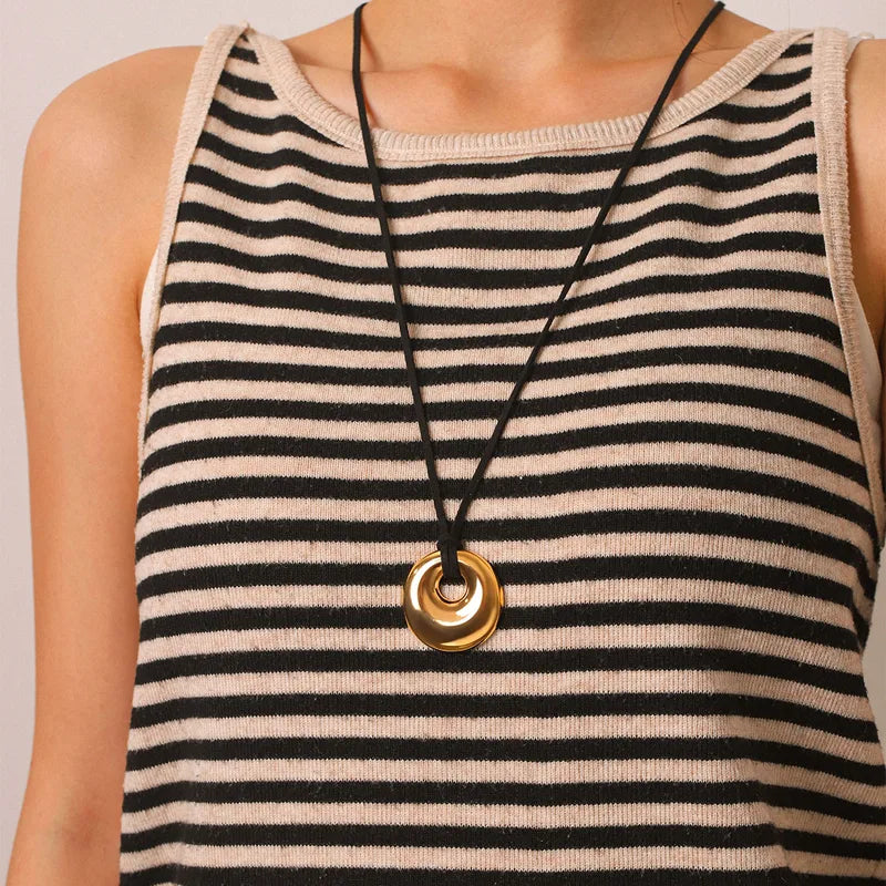 Therese Spiral Disc Cord Necklace