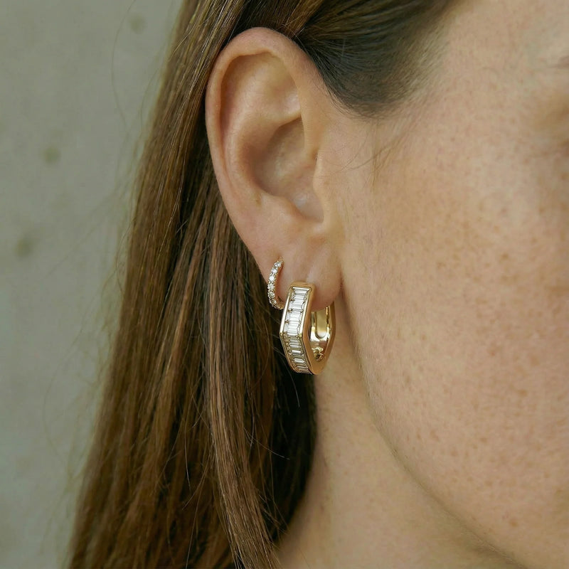 Emeline Baguette Huggie Hoop Earrings – Gold