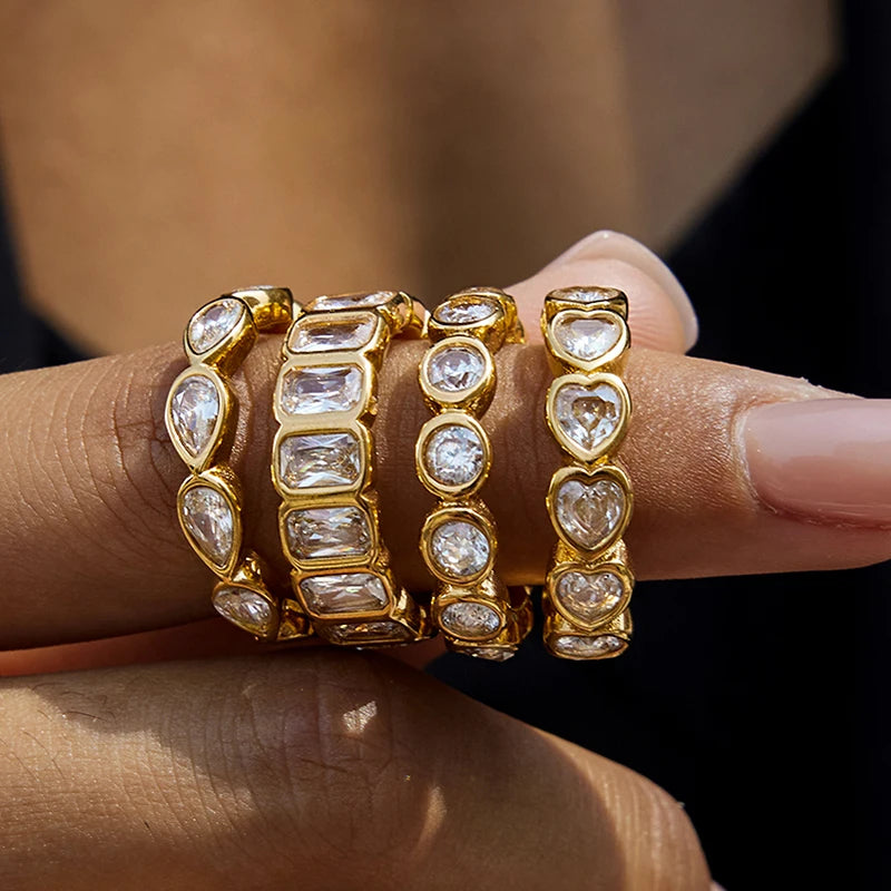 Coeur Crystal Eternity Ring close-up detail – Macaje waterproof ring