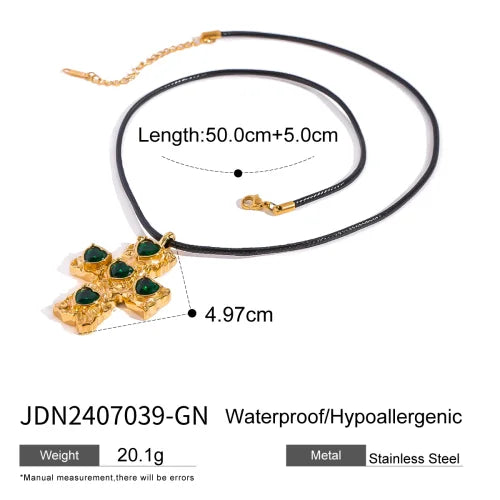 Violette Green Cluster Station Necklace