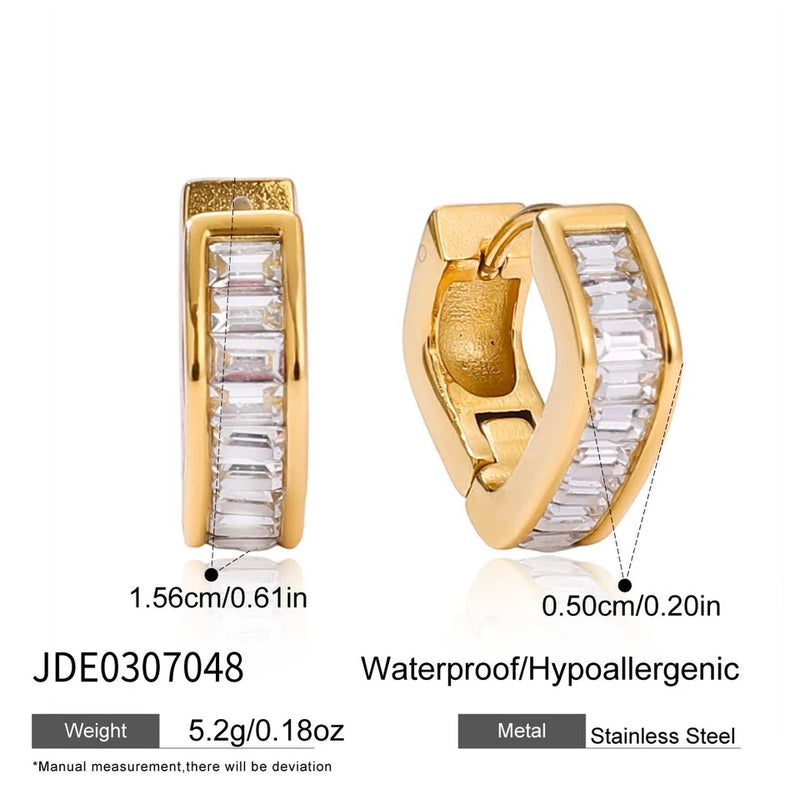 Emeline Baguette Huggie Hoop Earrings – Gold