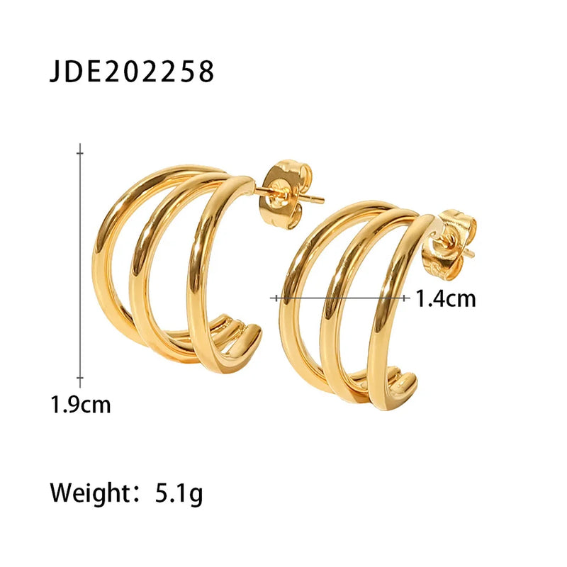 Henriette Triple-Band Hoop Earrings – Gold