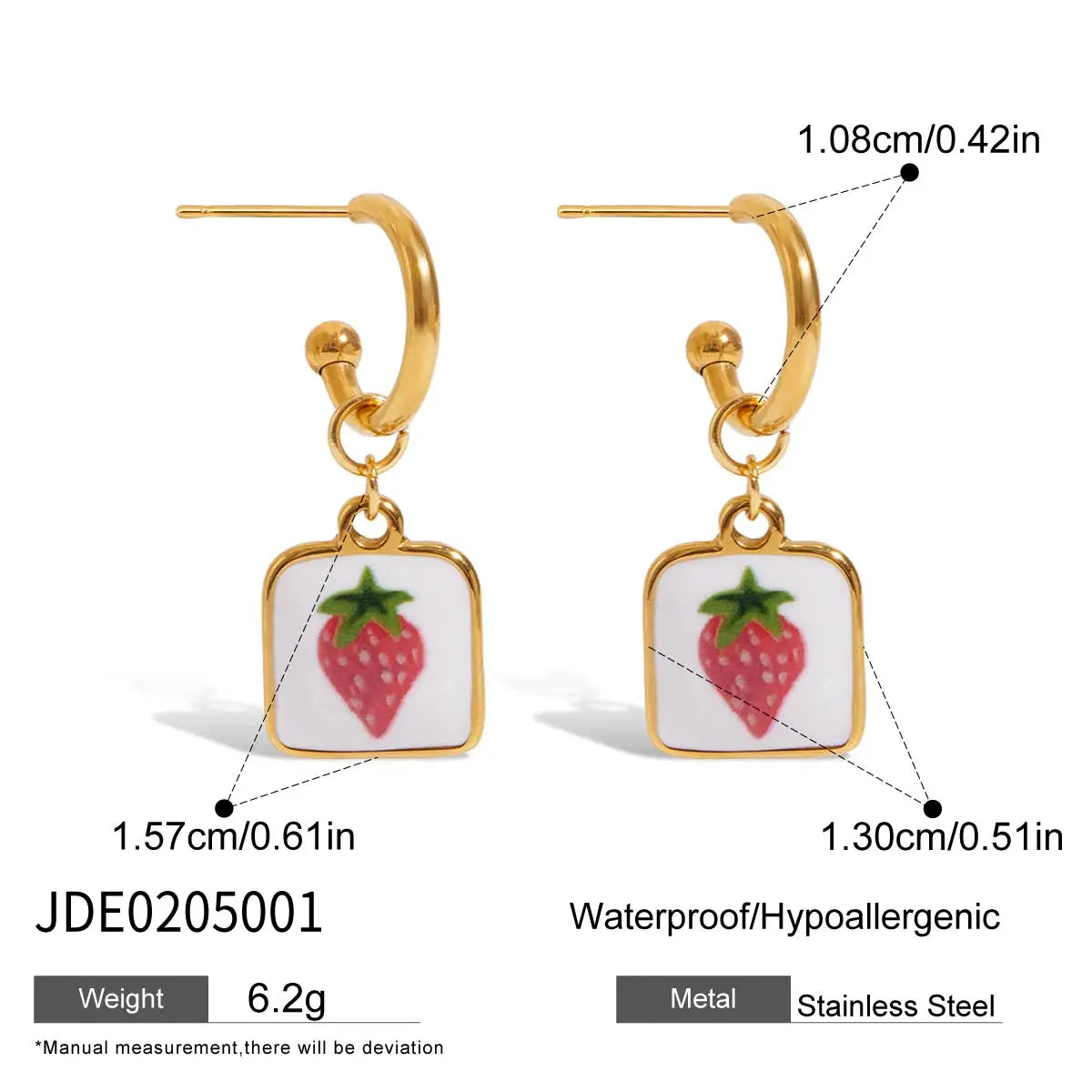 Rose Cherry Earrings - Yellow Gold