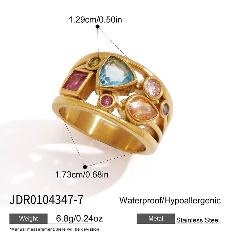 Aude Multi-Stone Ring – Sunset Cluster