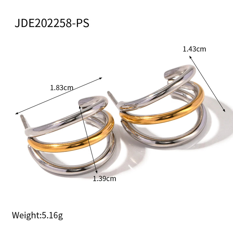 Henriette Triple-Band Hoop Earrings – Two-Tone