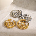 Albane Spiral Hoop Earrings alternate angle – Macaje waterproof earrings