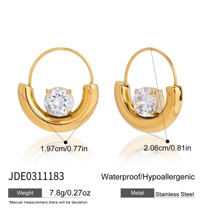 Blanchette Crystal Crescent Hoop Earrings – Gold