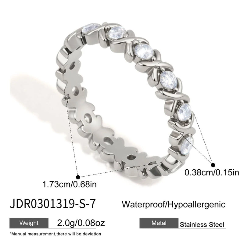 Lisette Crystal X Eternity Ring – Silver