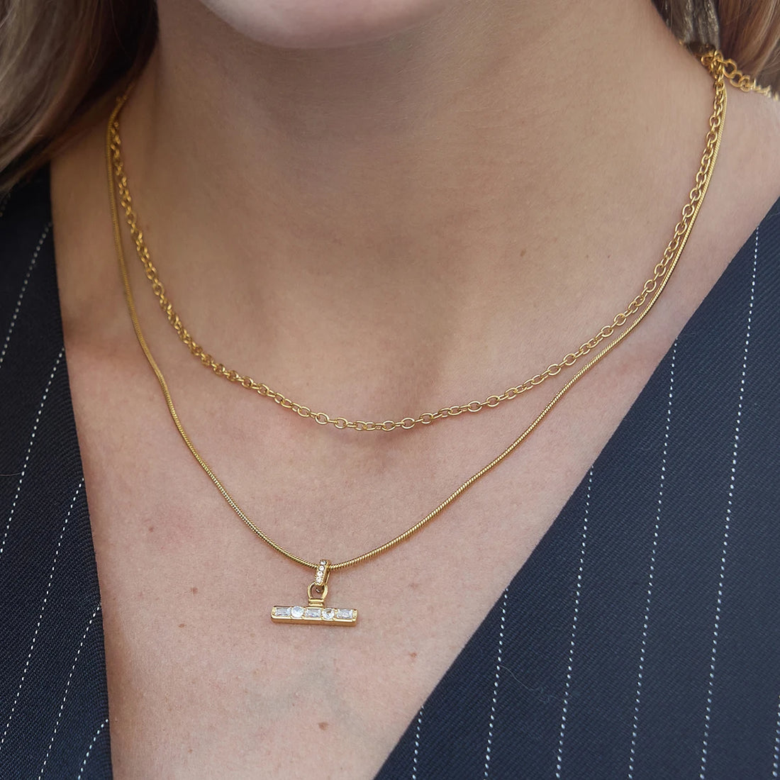 Fabienne Multilayer T-Bar Necklace