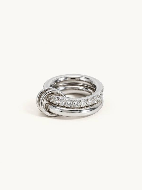 Louise Interlocking Double Band Ring – Silver