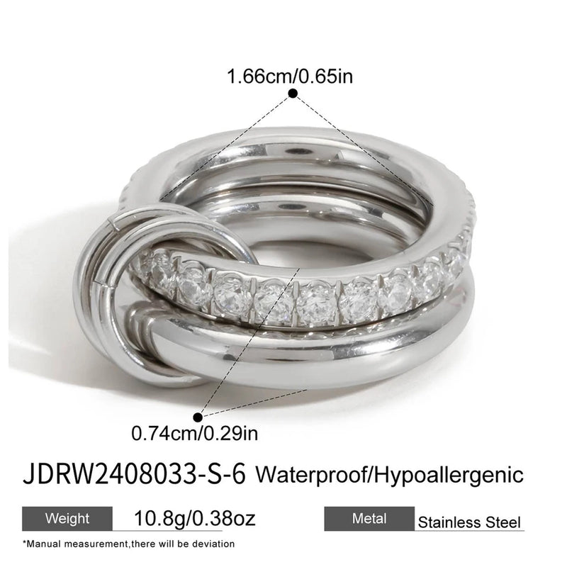 Louise Interlocking Double Band Ring – Silver
