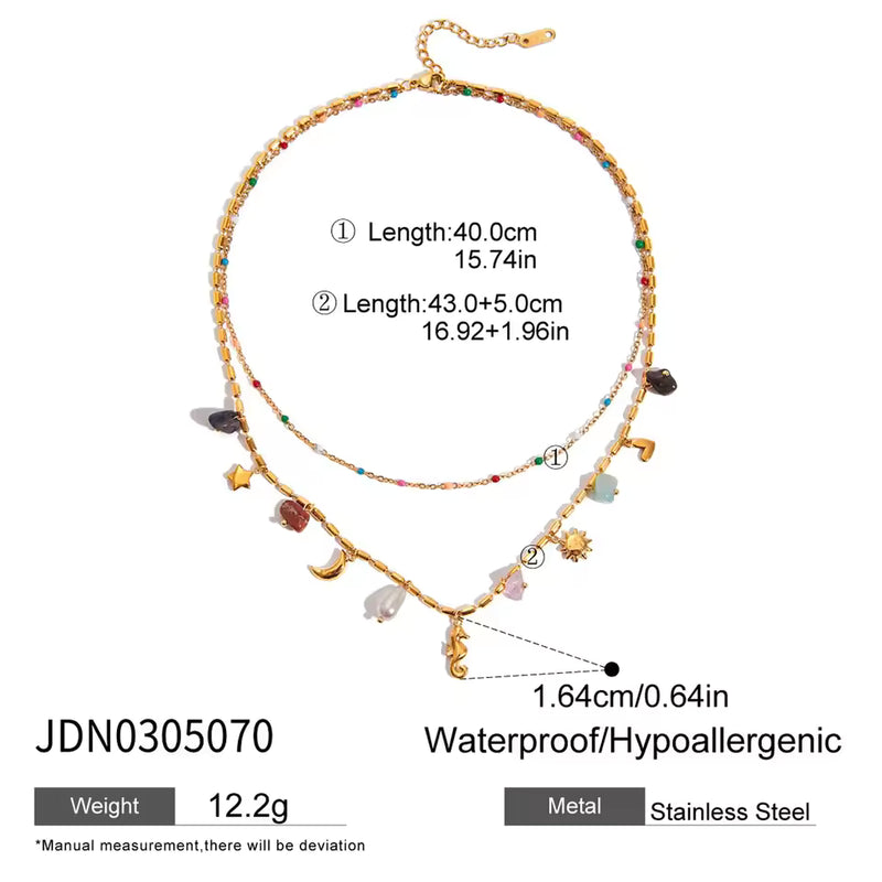 Marceline Layered Seahorse Charm Necklace – Gold