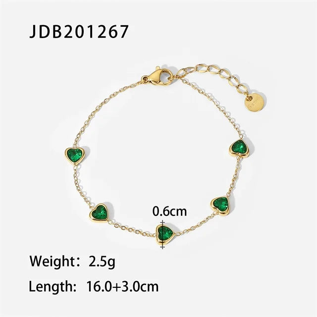 Laurence Green Heart Station Bracelet – Gold