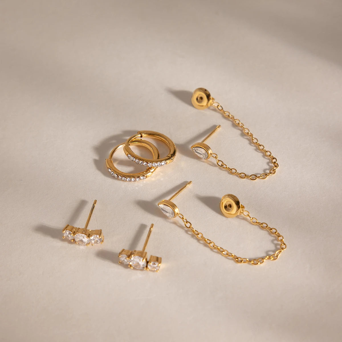 Garance Crystal Earring Trio Set gift-ready packaging – Macaje earrings