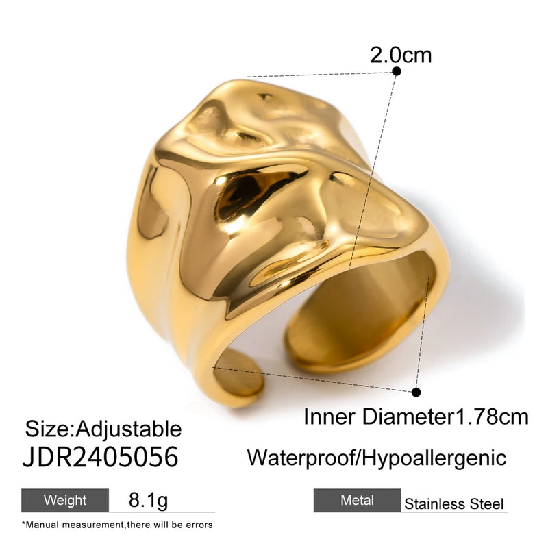 Clara Molten Wide Band Ring – Gold