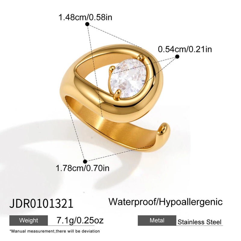 Ariane Teardrop Crystal Ring – Gold